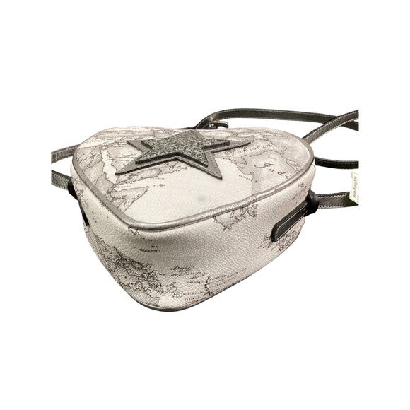 Alviero Martini Bag Women’s 1 Size Heart Shape Crossbody Leather World Map White - Picture 8 of 10